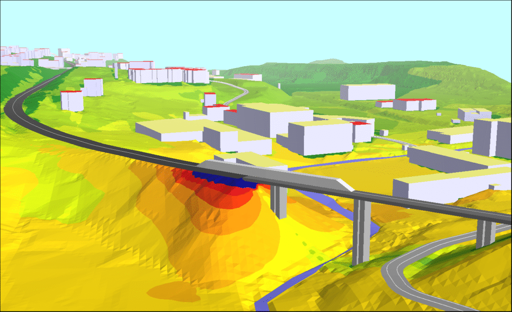 SoundPLANnoise road and rail noise model screenshot